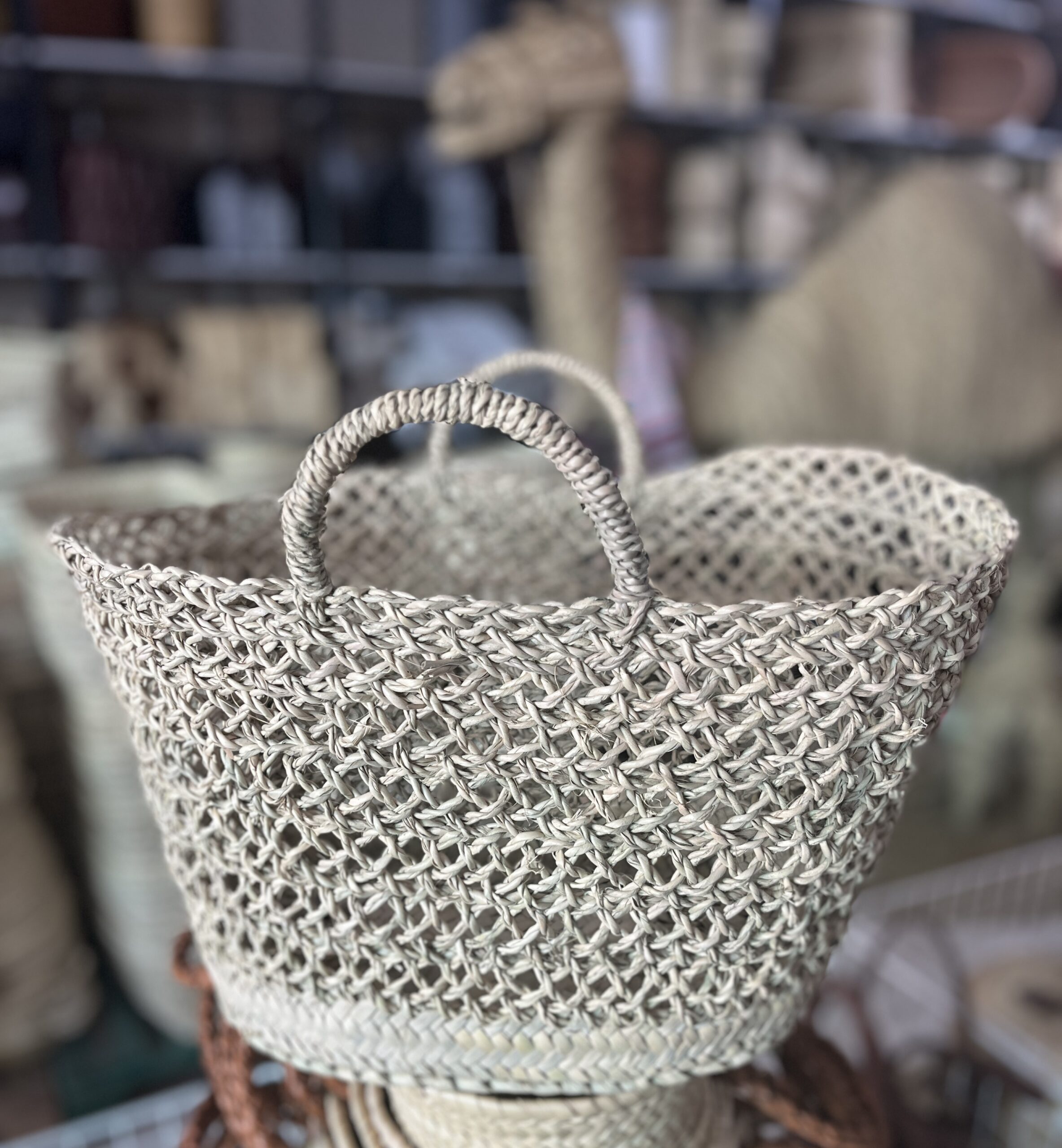 sac de plage/shopping réalisé au crochet à la main de paille rafia